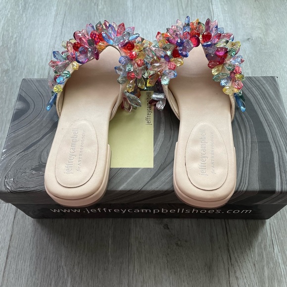 Jeffrey Campbell Glimmer Slide Sandals in Natural Pastel Multi - Picture 3 of 13